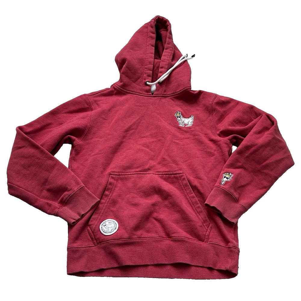 GOAT USA Hoodie Size XS Red Embroidered Logo Graphic Streetwear Sweatshirt